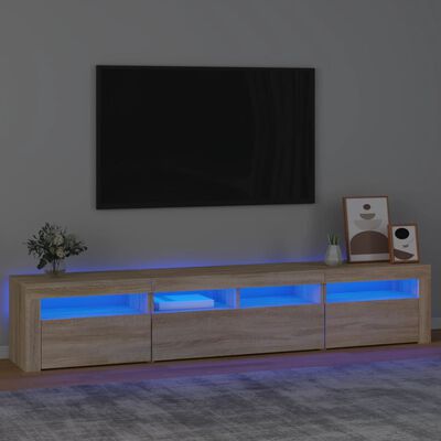vidaXL tv-skab med LED-lys 210x35x40 cm Sonoma-eg