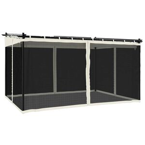 vidaXL pavillon 4x3m mesh-v&aelig;gge st&aring;l cremefarvet
