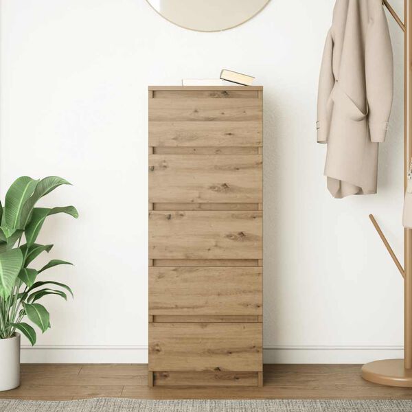 vidaXL skænk med skuffer 37,5x35x99 cm konstrueret træ kunsteg