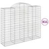 vidaXL buede gabionkurve 11 stk. 200x50x160/180 cm galvaniseret jern