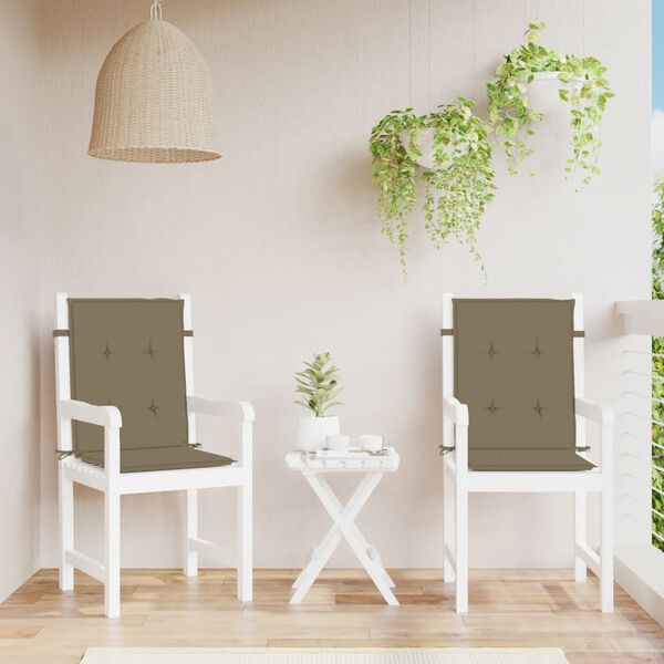 vidaXL stolehynder med lav ryg 2 stk. 100x50x4 cm stof gr&aring;brun