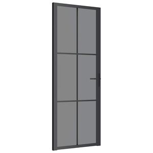 vidaxL d&oslash;r 76x201,5 cm sikkerhedsglas og aluminium sort