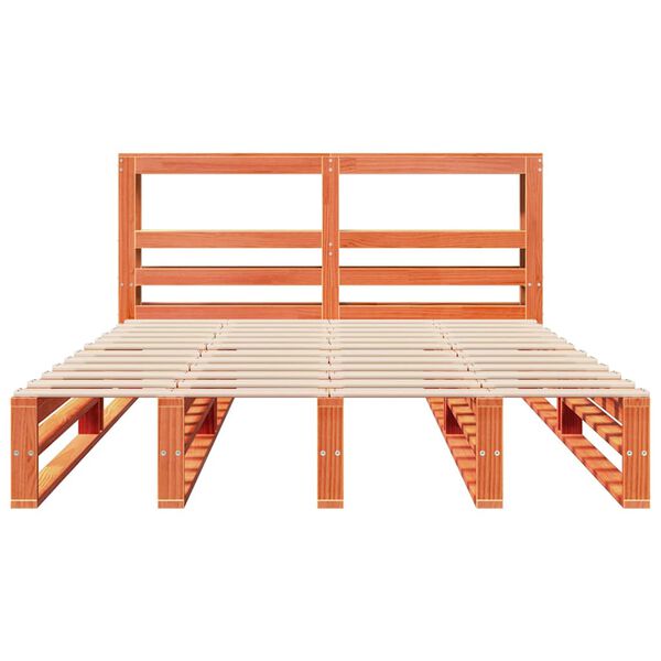 vidaXL sengeramme uden madras 140x190 cm massivt fyrretr&aelig; gyldenbrun