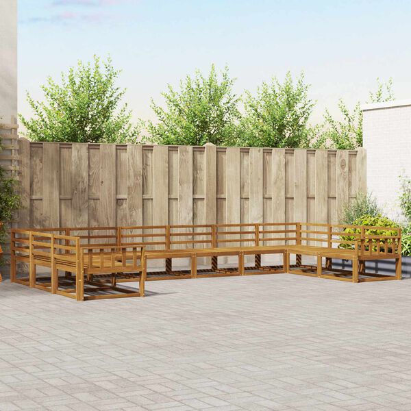vidaXL Udend&oslash;rs sofagruppe 10 pcs Naturfarvet Massivt Akacietr&aelig;