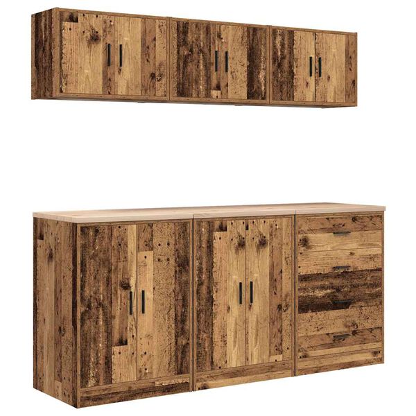 vidaXL skabe til garagen 6 stk. konstrueret træ antikt træ