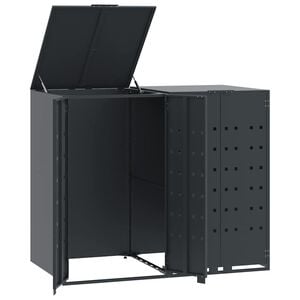 vidaXL skraldespandsskjuler 138x79x117 cm 2 rum st&aring;l antracit