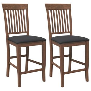 vidaXL barstole med hynder 2 stk. massivt gummitr&aelig; brun