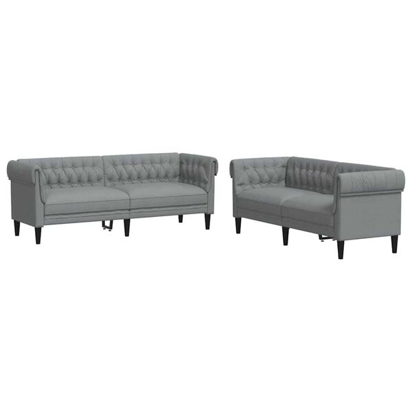 vidaXL Stue Sofa 2 pcs Lysegr&aring; Stof