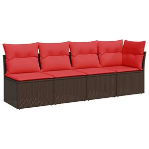 vidaXL havesofa med hynder 4-personers brun polyrattan