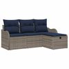 vidaXL Havesofa S&aelig;t 4 stk. 3-Antal s&aelig;der Gr&aring; og Marinebl&aring; polyrattan