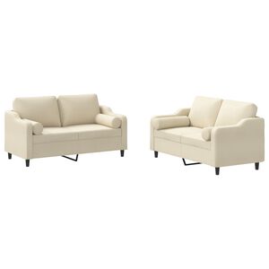 vidaXL sofas&aelig;t 2 dele med puder stof cremefarvet
