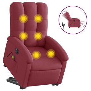 vidaXL elektrisk massagestol med l&oslash;ftefunktion stof vinr&oslash;d