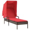 vidaXL liggestol med baldakin brun polyrattan