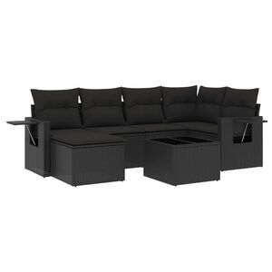 vidaXL sofas&aelig;t til haven 7 dele med hynder polyrattan sort
