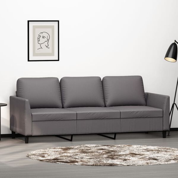 vidaXL 3-personers sofa 180 cm kunstl&aelig;der gr&aring;