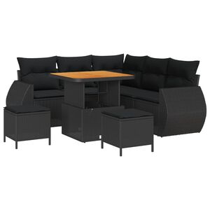vidaXL Havesofa S&aelig;t 8 pcs Sort polyrattan