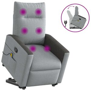 vidaXL massagestol med l&oslash;ftefunktion stof lysegr&aring;