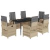 vidaXL spisebordss&aelig;t til haven 7 dele med hynder polyrattan beige