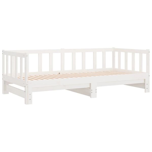 vidaXL daybed med udtr&aelig;k 2x(90x200) cm massivt fyrretr&aelig; hvid
