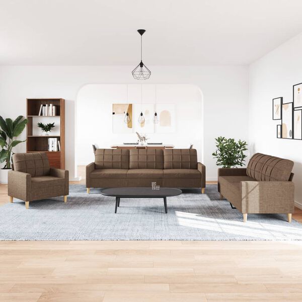 vidaXL sofas&aelig;t 3 dele stof brun