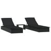 vidaXL liggestole 2 stk. med bord polyrattan sort