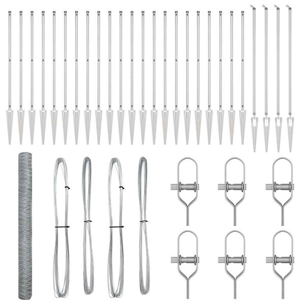 vidaXL Hegnspæl Sølv 50 x 1,5 m (50 mm net) Stål