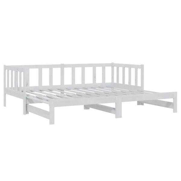 vidaXL daybed med udtr&aelig;k 2x(90x200) cm massivt fyrretr&aelig; hvid