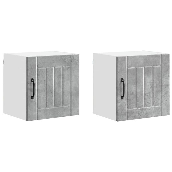 vidaXL K&oslash;kkenskab Lucca 2 pcs Beton Gr&aring; 40 x 31 x 40 cm