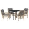 vidaXL Have Spisebordss&aelig;t 5 stk. Beige polyrattan