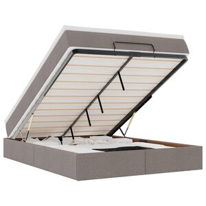 vidaXL osmannisk sengeramme med madras 140x200 cm stof gr&aring;brun