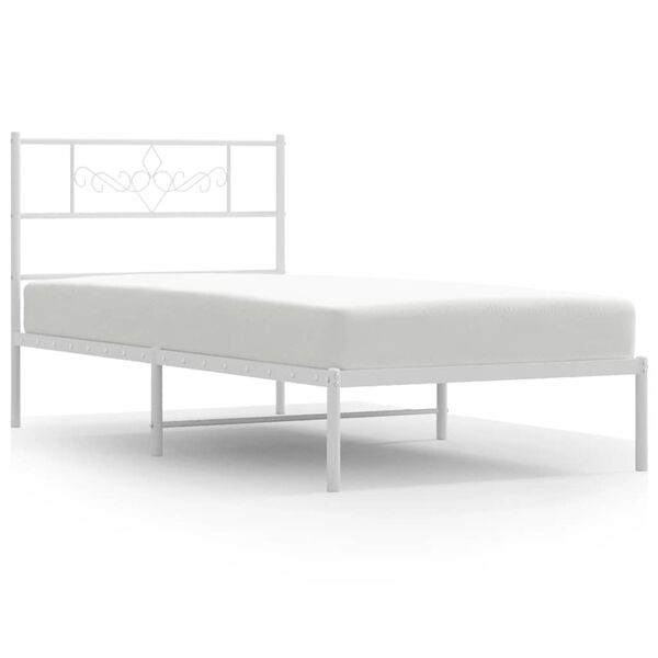 vidaXL sengeramme med sengegavl 100x200 cm metal hvid