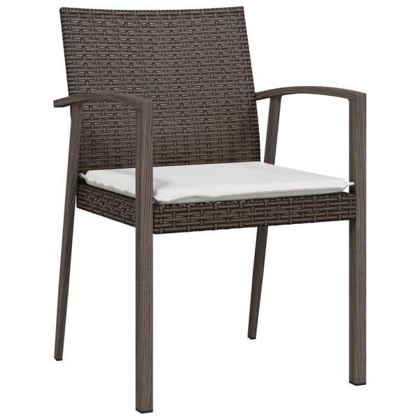 vidaXL havestole med hynder 2 stk. 56,5x57x83 cm polyrattan brun