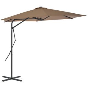 vidaXL parasol 300 cm st&aring;lstang gr&aring;brun