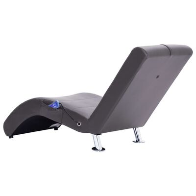 vidaXL chaiselong med massagefunktion og pude kunstlæder grå