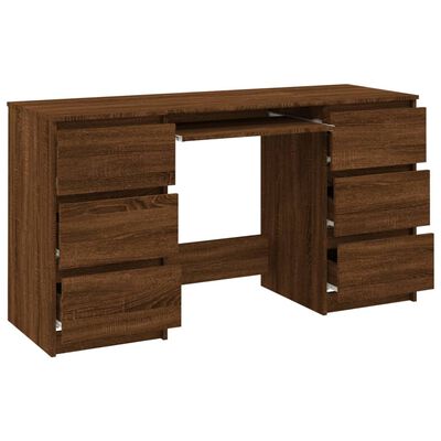 vidaXL skrivebord 140x50x77 cm konstrueret træ brun egetræsfarve