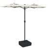 vidaXL parasol med dobbelt parasoldug og LED-lys 316x145 cm sandhvid