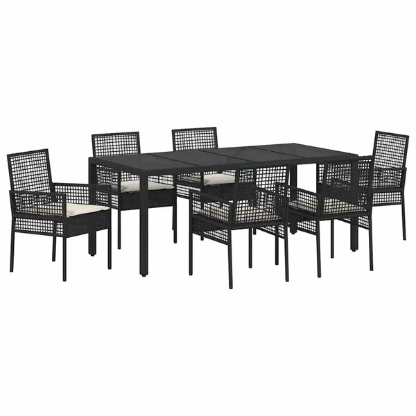 vidaXL Have Spisebordss&aelig;t 7 pcs Sort polyrattan