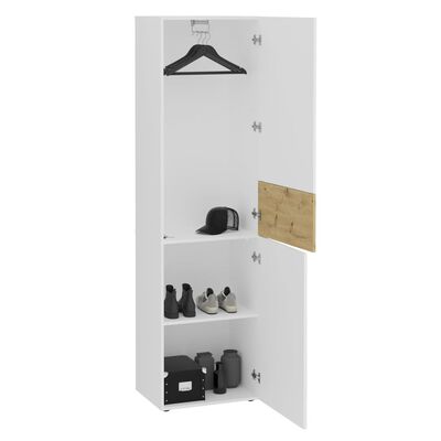 FMD garderobeskab med 2 låger 54,5x41,7x199,1 cm hvid og egetræsfarvet