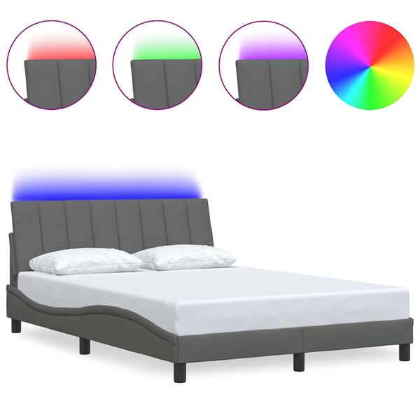 vidaXL sengeramme uden madras Hanko 140x190 cm stof m&oslash;rkegr&aring;