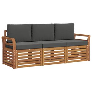 vidaXL Sofas&aelig;t 3 stk. Naturlig og Antracit Massivt Akacietr&aelig;