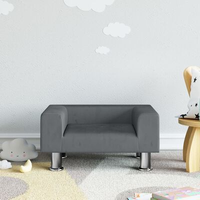 vidaXL sofa til børn 50x40x26,5 cm fløjl mørkegrå