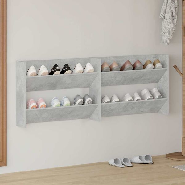 vidaXL v&aelig;gh&aelig;ngte skoskabe 2 stk. 80x18x60 cm sp&aring;nplade betongr&aring;