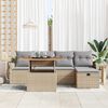 vidaXL Havesofa Sæt med pude med opbevaring 6 pcs Beige Poly rattan