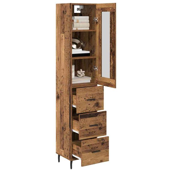 vidaXL Highboard Gammelt tr&aelig; 34,5 x 34 x 180 cm Konstrueret tr&aelig;