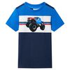 T-shirt til b&oslash;rn str. 116 bl&aring; og marinebl&aring;