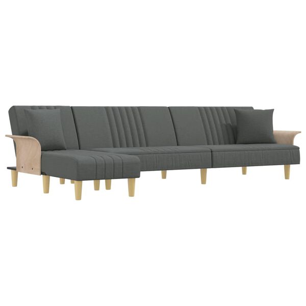 vidaXL L-formet sovesofa 279x140x70 cm stof m&oslash;rkegr&aring;
