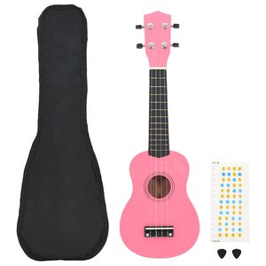 vidaXL ukuleles&aelig;t med taske til b&oslash;rn 21" pink