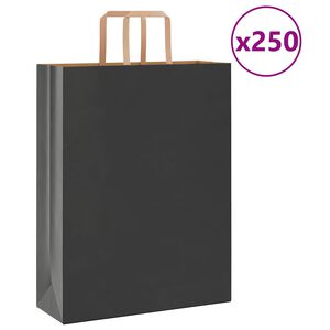 vidaXL papirposer 250 stk. med h&aring;ndtag 32x12x42 cm sort