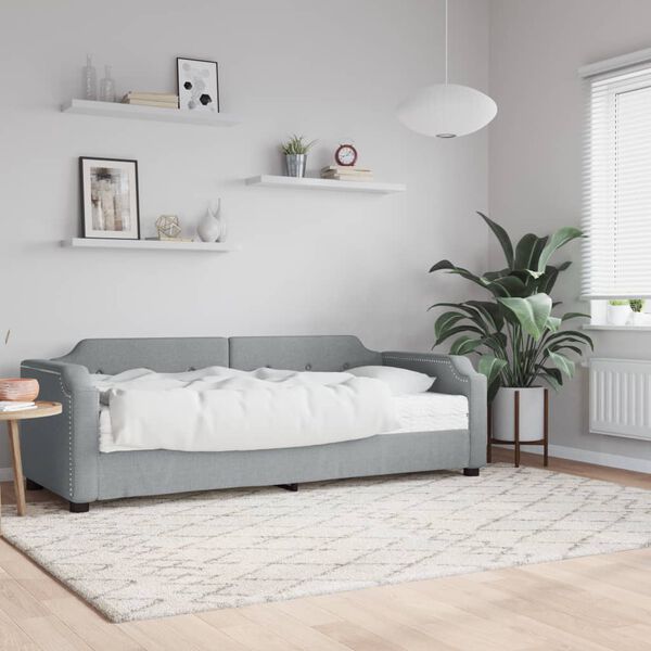 vidaXL daybed med madras 90x190 cm stof lysegr&aring;