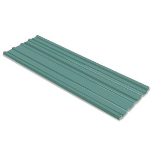 vidaXL Tagpanel 12 stk. Gr&oslash;n 129 x 45 cm Galvaniseret st&aring;l